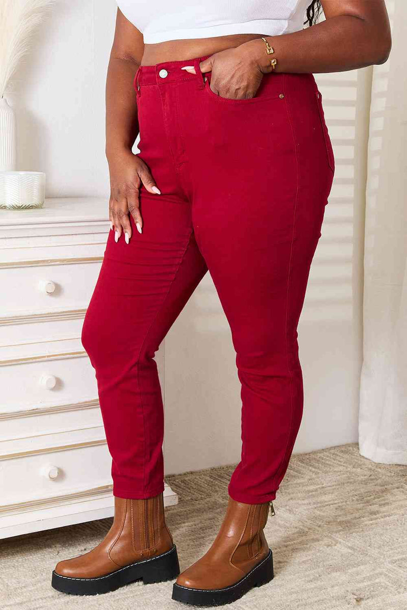 Judy Blue High Waist Tummy Control Skinny Jeans in Scarlet