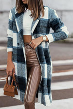 Double Take Plaid Button Up Lapel Collar Coat in 8 Colors