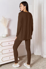 Basic Bae V-Neck Soft Rayon Long Sleeve Top and Pants Lounge Set in Multiple Colors