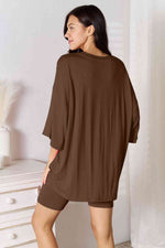 Basic Bae Soft Rayon Three-Quarter Sleeve Top and Shorts Set in Multiple Colors