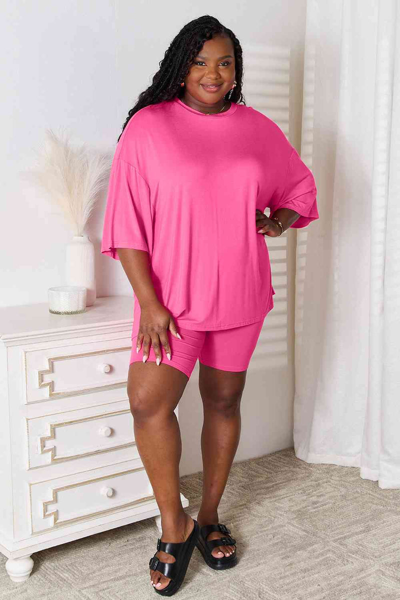 Basic Bae Soft Rayon Three-Quarter Sleeve Top and Shorts Set in Multiple Colors