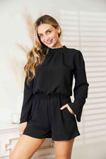 Culture Code Open Back Long Sleeve Romper with Pockets