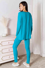 Basic Bae V-Neck Soft Rayon Long Sleeve Top and Pants Lounge Set in Multiple Colors